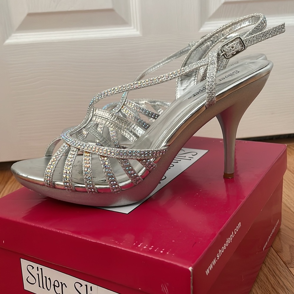 Silver Slipper Rhinestone Heels - Picture 3 of 5